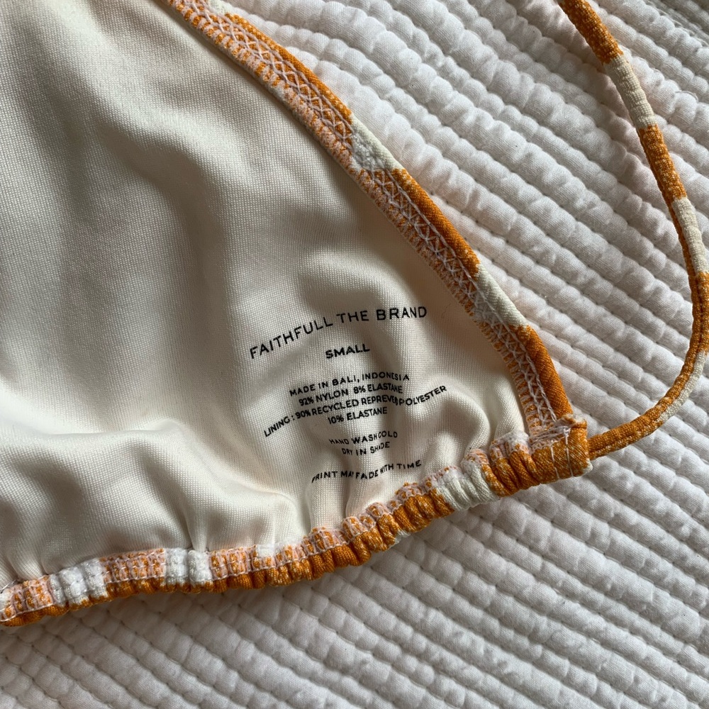 Faithful the Brand Sundar Orange GinghamTie-Side Triangle Bikini Set - Picture 4 of 5